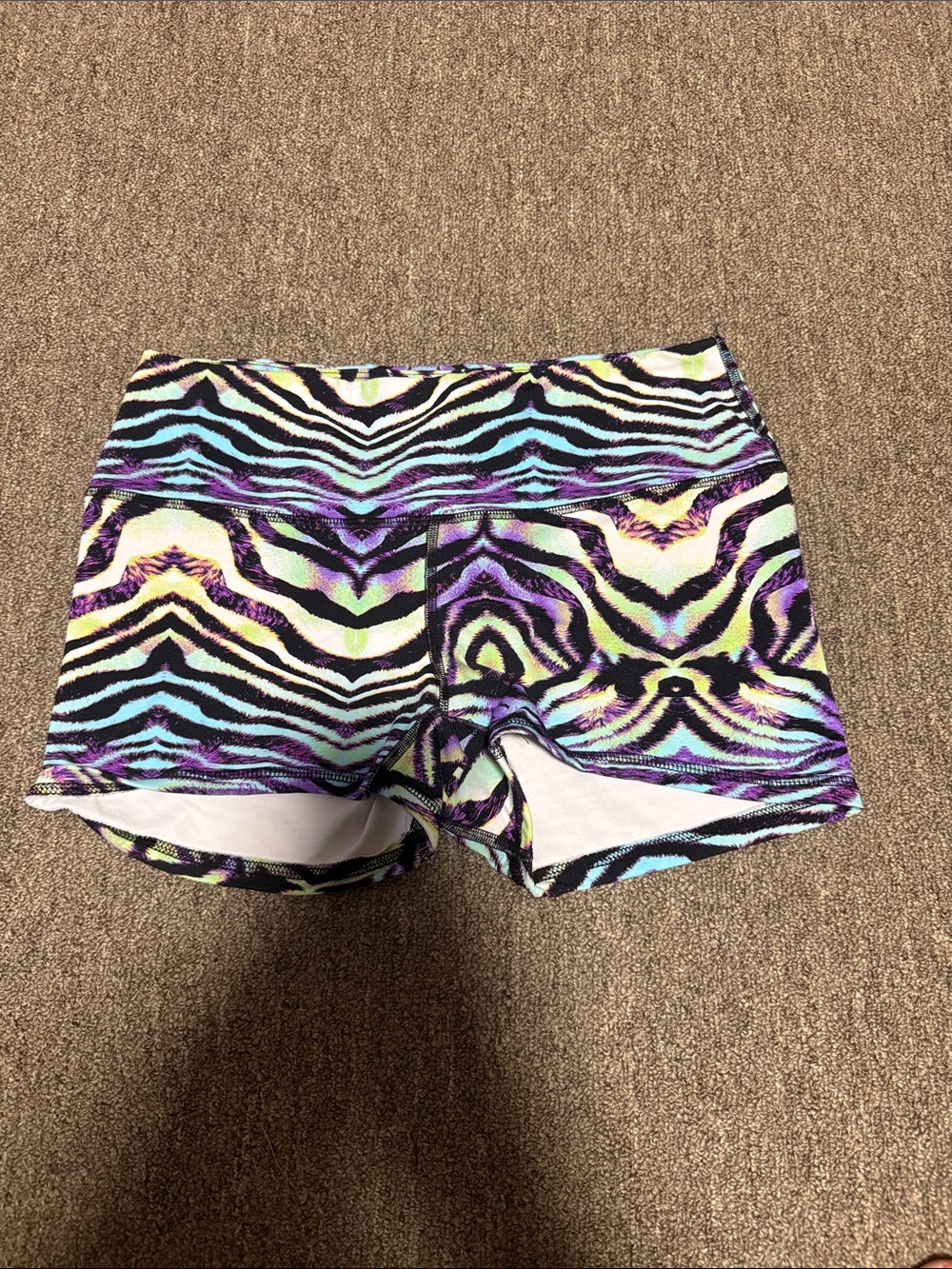 Vibrant Multicolor Zebra-Print Fitness Shorts